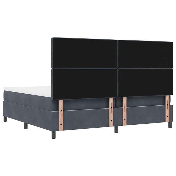 Box spring seng med madras Mørkegrå 200 x 200 cm Fløjl