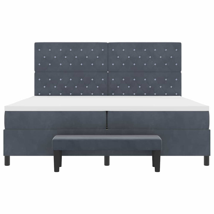 Box spring seng med madras Mørkegrå 200 x 200 cm Fløjl