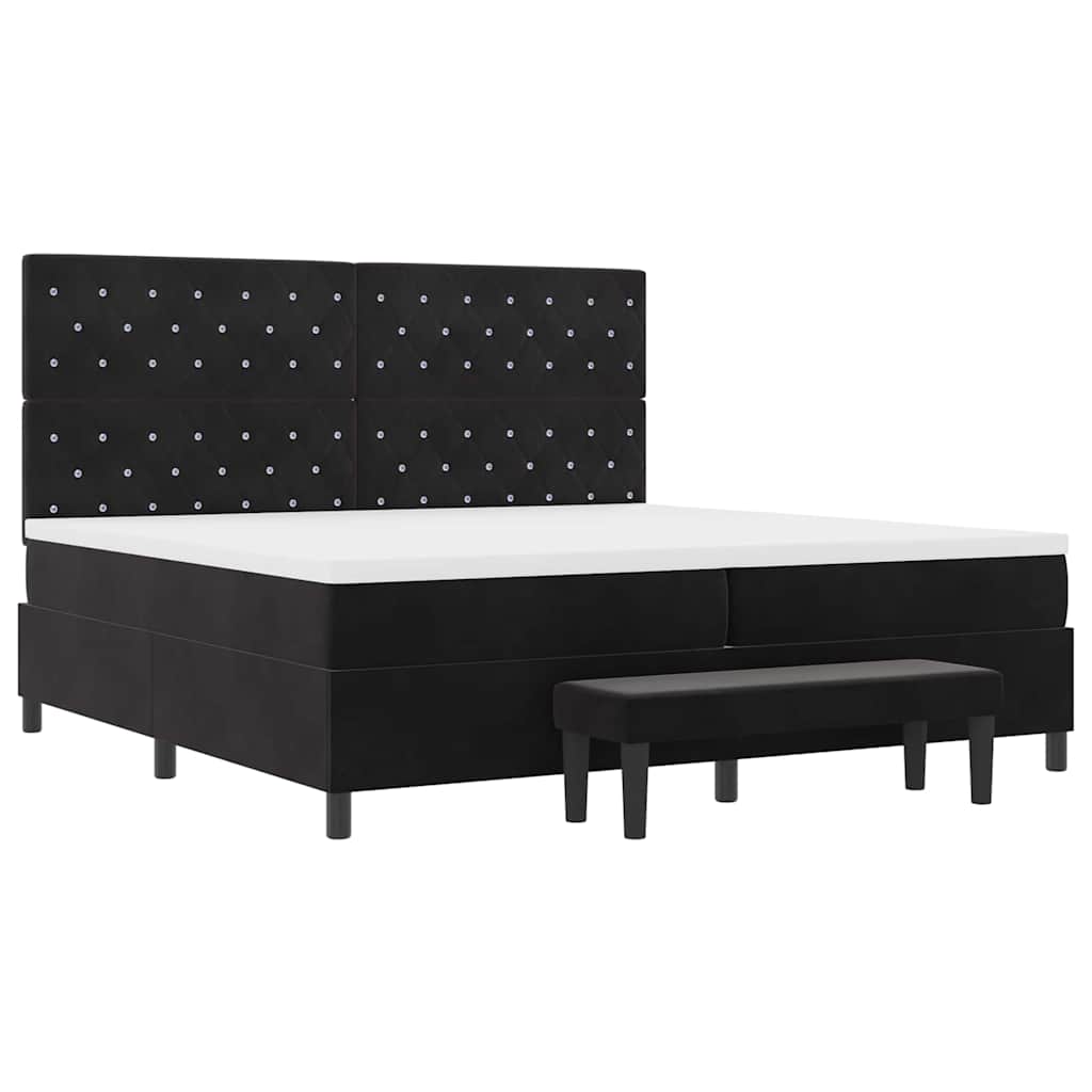 Box spring seng med madras Sort 200 x 200 cm Fløjl
