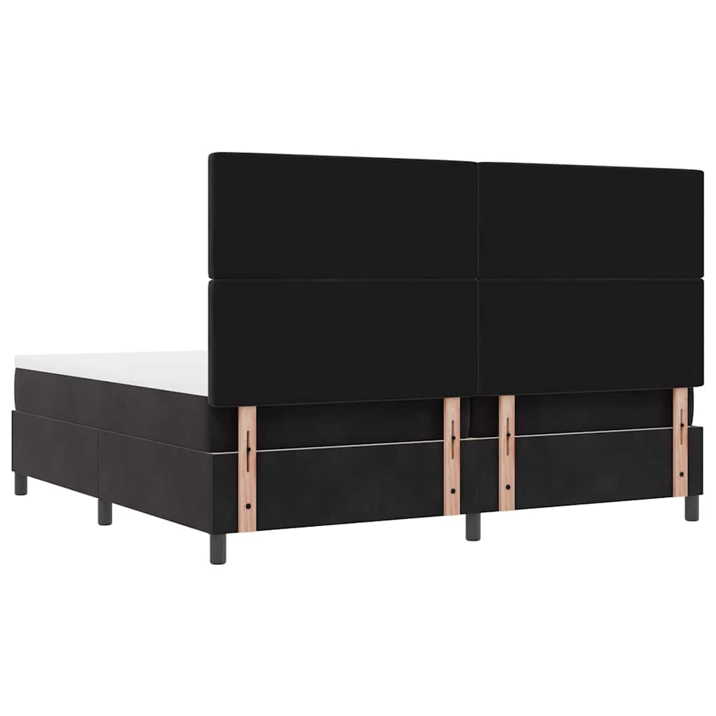 Box spring seng med madras Sort 200 x 200 cm Fløjl