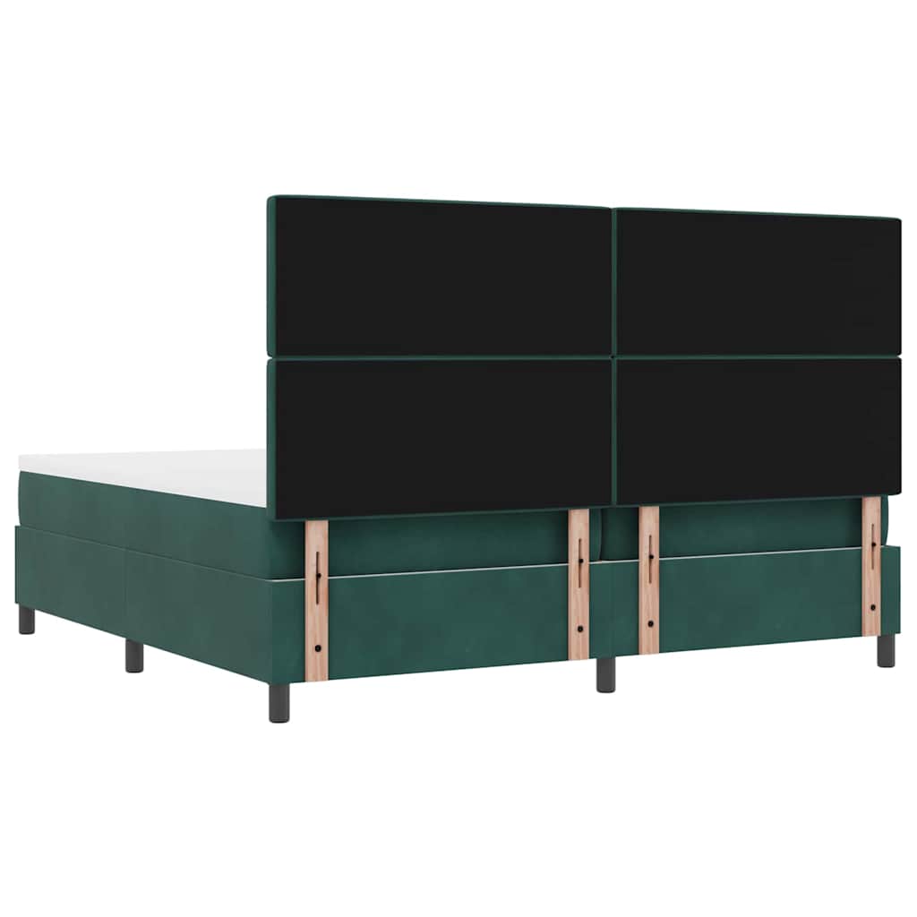 Box spring seng med madras Mørkegrøn 200 x 200 cm Fløjl