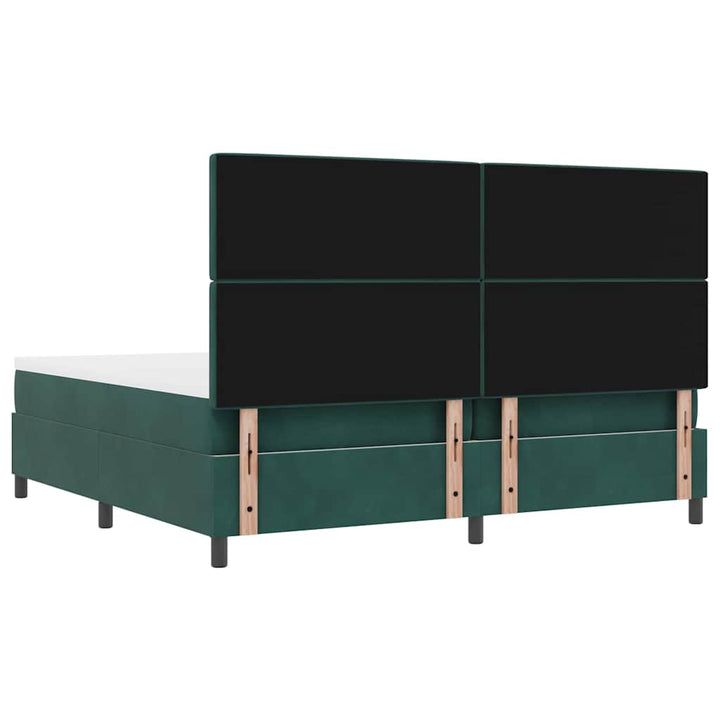 Box spring seng med madras Mørkegrøn 200 x 200 cm Fløjl
