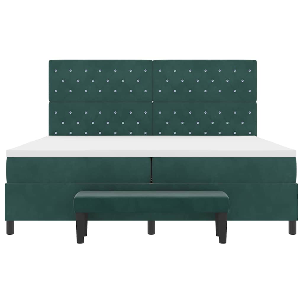 Box spring seng med madras Mørkegrøn 200 x 200 cm Fløjl