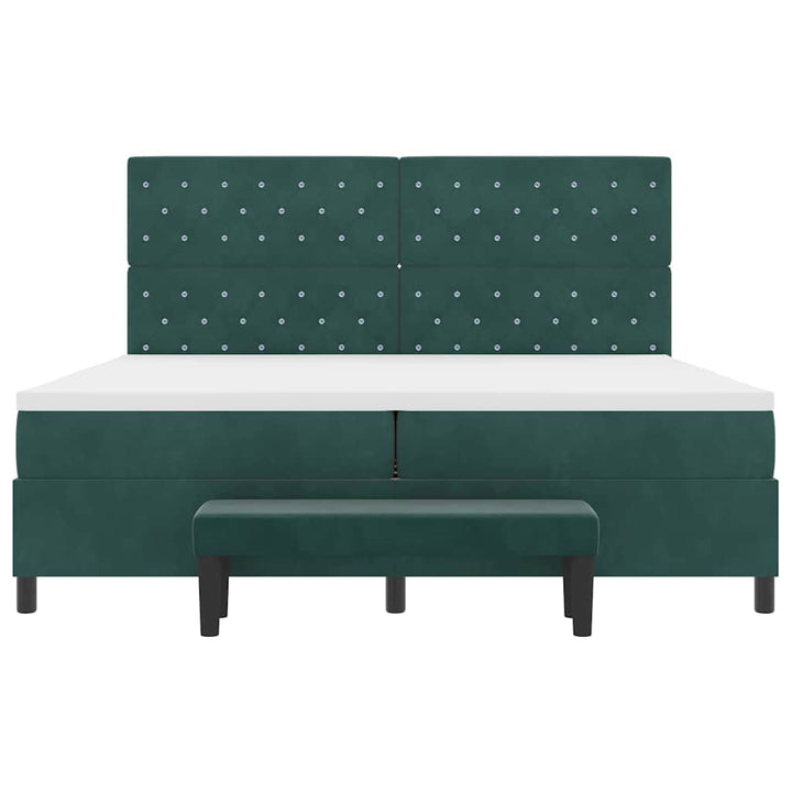 Box spring seng med madras Mørkegrøn 200 x 200 cm Fløjl