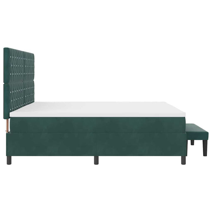 Box spring seng med madras Mørkegrøn 200 x 200 cm Fløjl