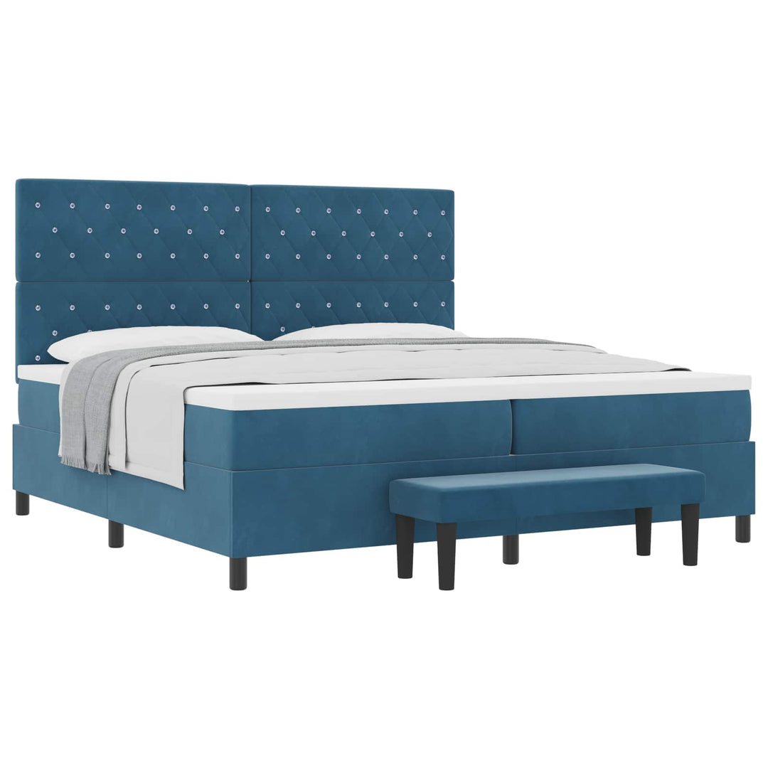 Box spring seng med madras Mørkeblå 200 x 200 cm Fløjl