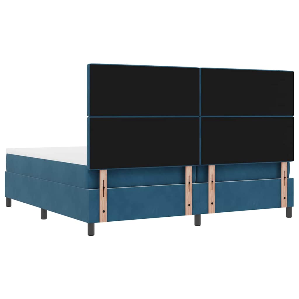 Box spring seng med madras Mørkeblå 200 x 200 cm Fløjl