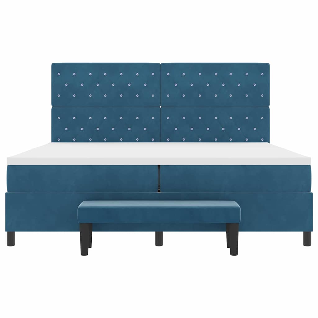 Box spring seng med madras Mørkeblå 200 x 200 cm Fløjl