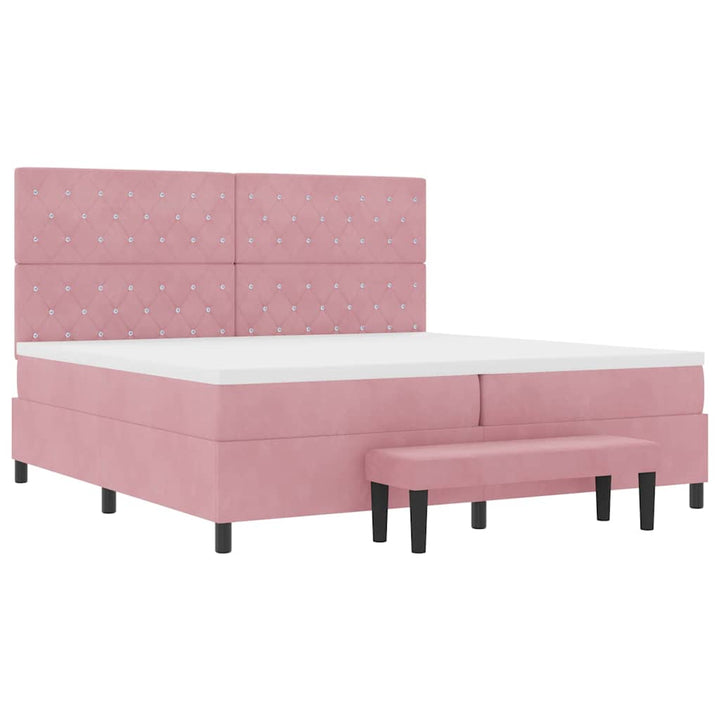 Box spring seng med madras Lyserød 200 x 200 cm Fløjl