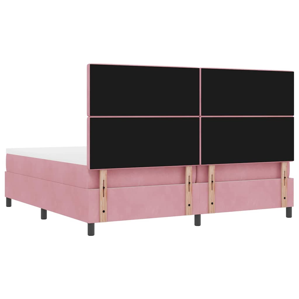 Box spring seng med madras Lyserød 200 x 200 cm Fløjl