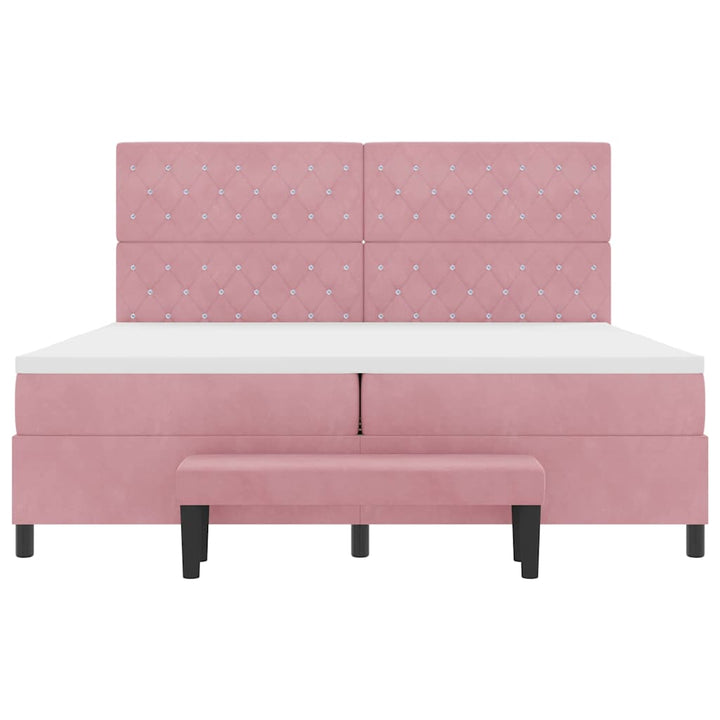 Box spring seng med madras Lyserød 200 x 200 cm Fløjl