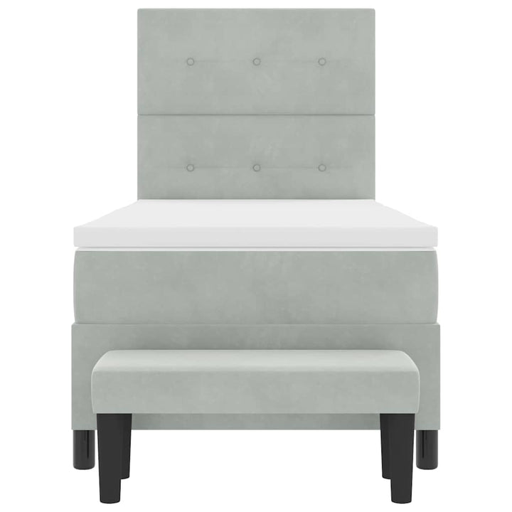 Box spring seng med hovedgærde Lysegrå 200 x 80 cm Fløjl