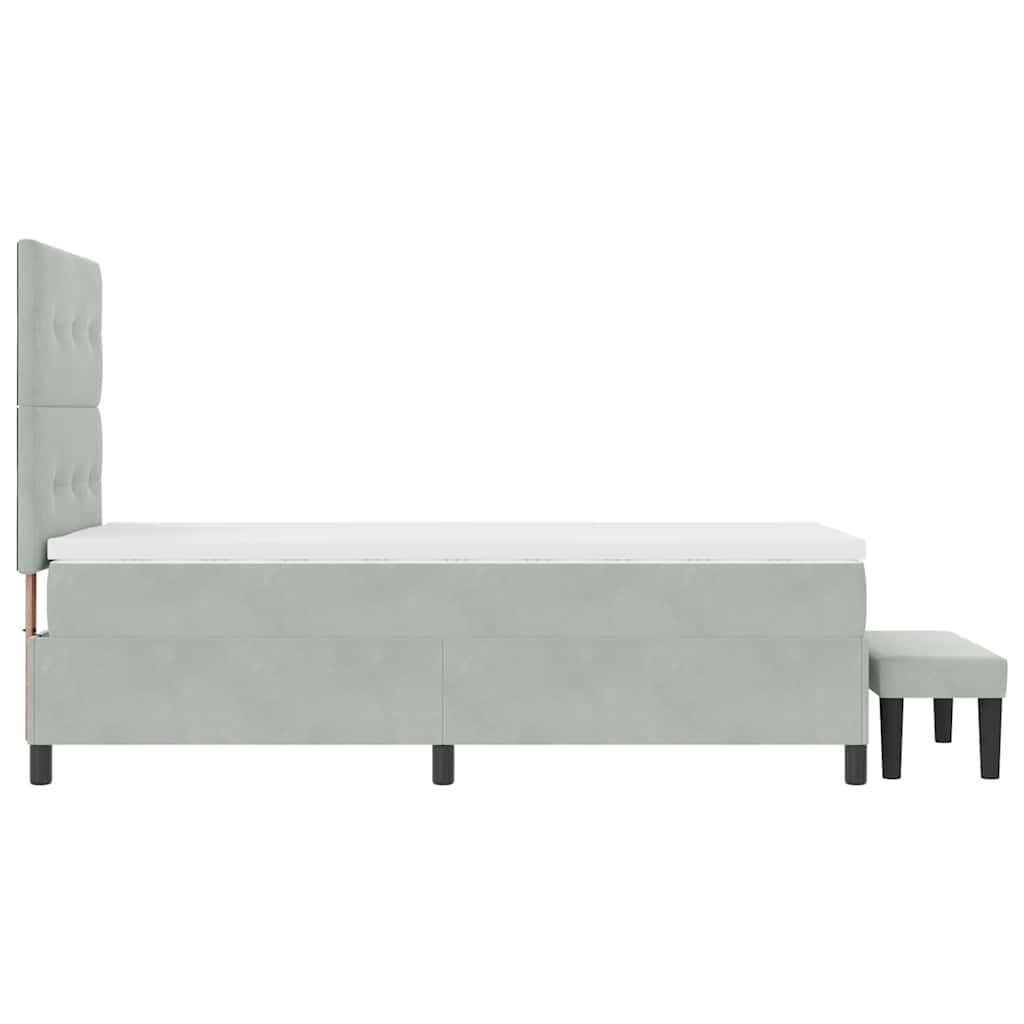 Box spring seng med hovedgærde Lysegrå 200 x 80 cm Fløjl