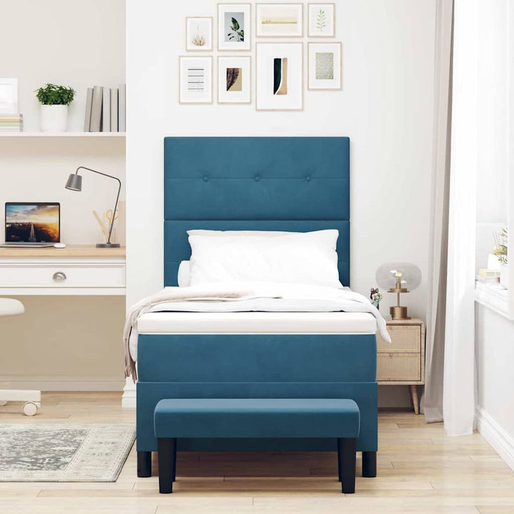 Box spring seng med hovedgærde Mørkeblå 200 x 80 cm Fløjl
