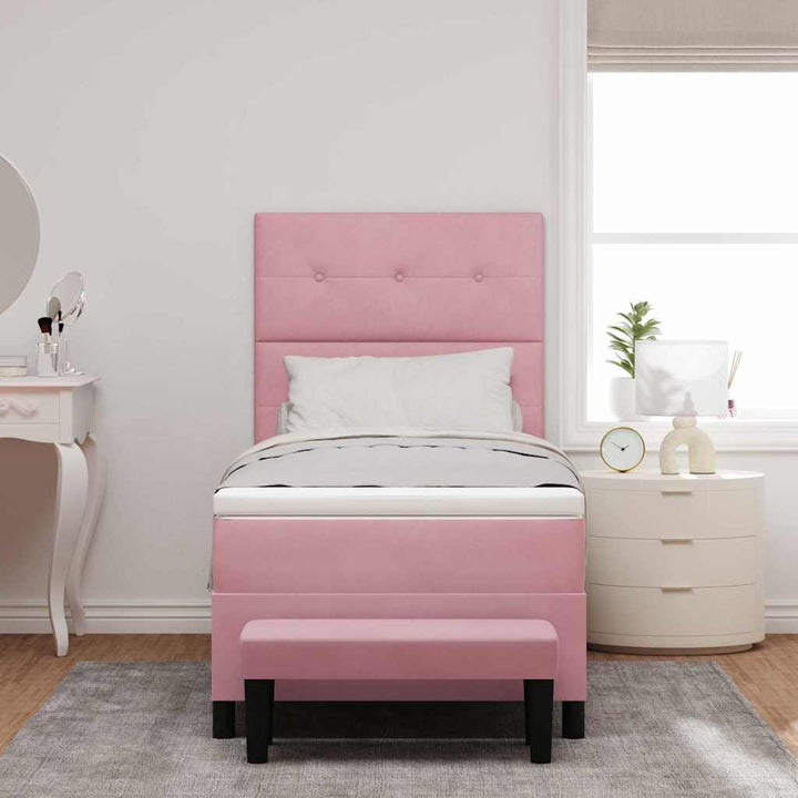 Box spring seng med hovedgærde Lyserød 200 x 80 cm Fløjl