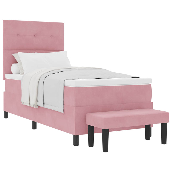 Box spring seng med hovedgærde Lyserød 200 x 80 cm Fløjl