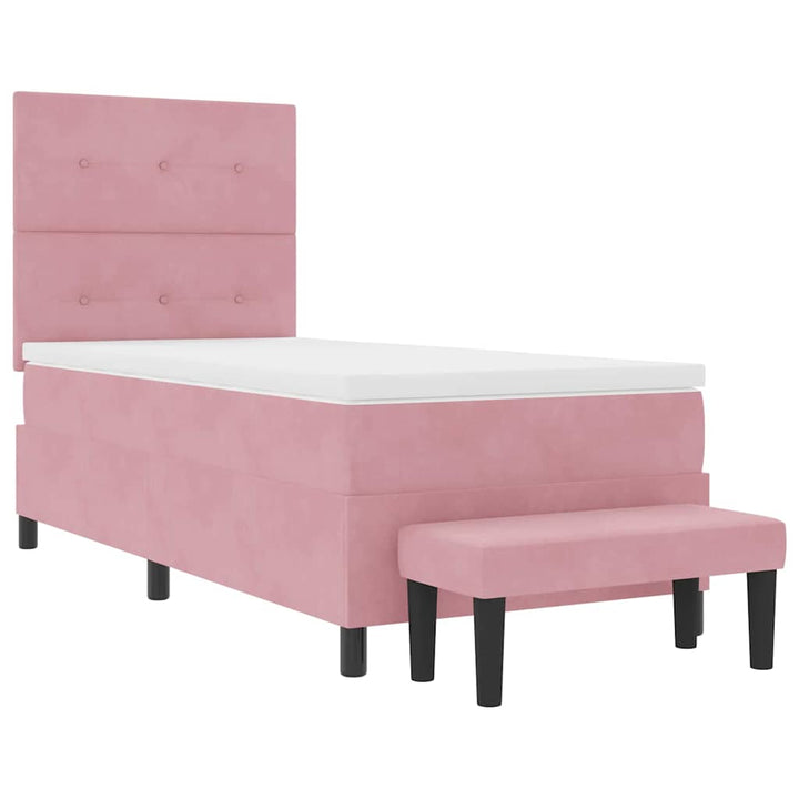 Box spring seng med hovedgærde Lyserød 200 x 80 cm Fløjl