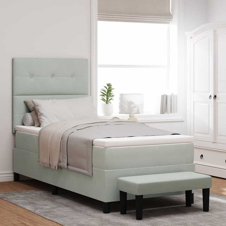 Box spring seng med hovedgærde Lysegrå 190 x 90 cm Fløjl