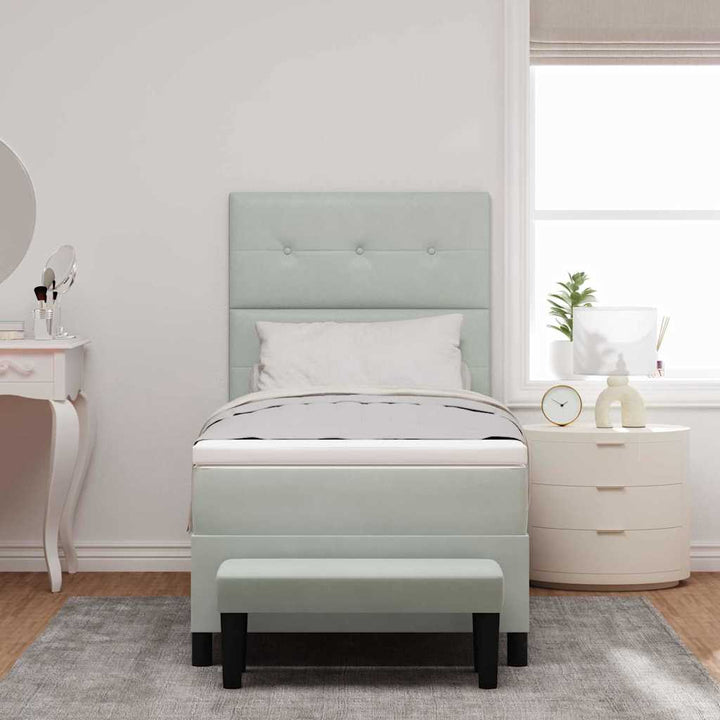 Box spring seng med hovedgærde Lysegrå 190 x 90 cm Fløjl