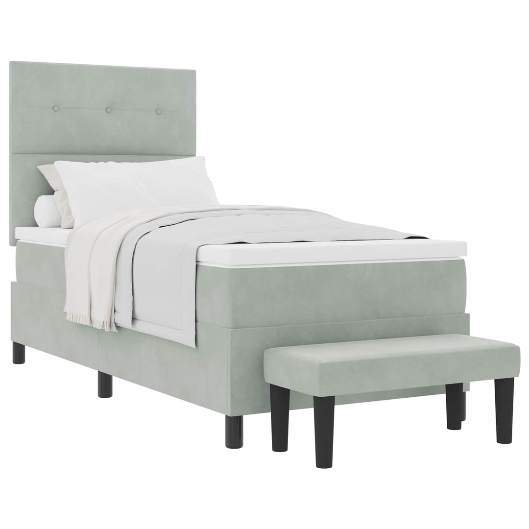 Box spring seng med hovedgærde Lysegrå 190 x 90 cm Fløjl