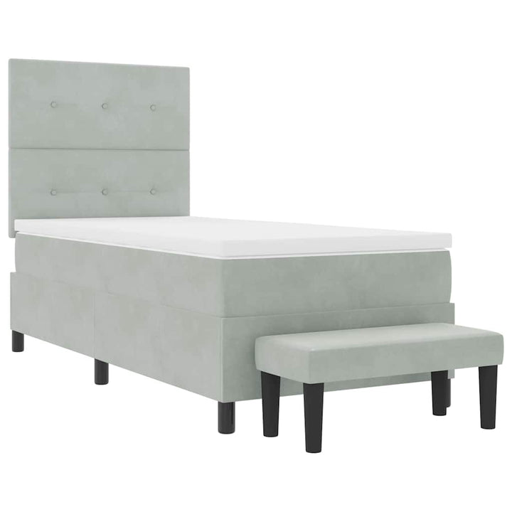 Box spring seng med hovedgærde Lysegrå 190 x 90 cm Fløjl
