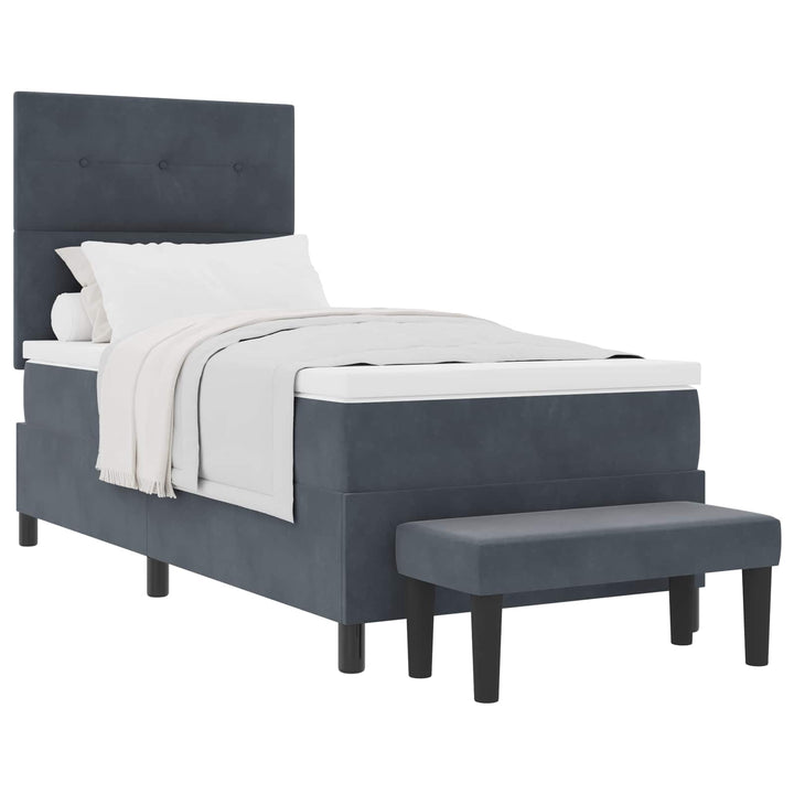 Box spring seng med hovedgærde Mørkegrå 190 x 90 cm Fløjl