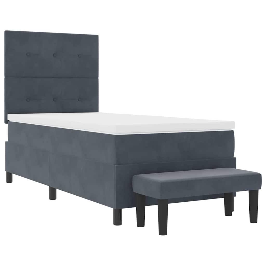 Box spring seng med hovedgærde Mørkegrå 190 x 90 cm Fløjl