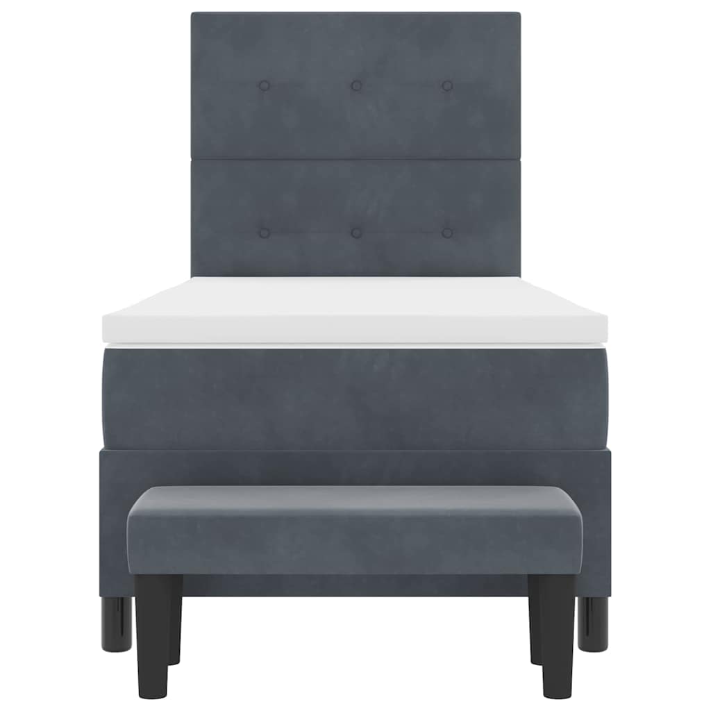 Box spring seng med hovedgærde Mørkegrå 190 x 90 cm Fløjl