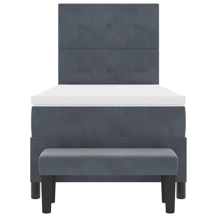 Box spring seng med hovedgærde Mørkegrå 190 x 90 cm Fløjl