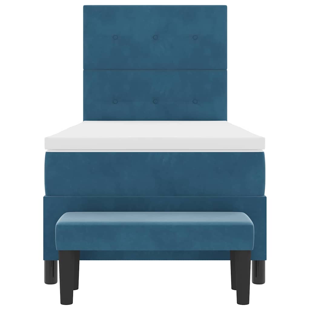 Box spring seng med hovedgærde Mørkeblå 190 x 90 cm Fløjl