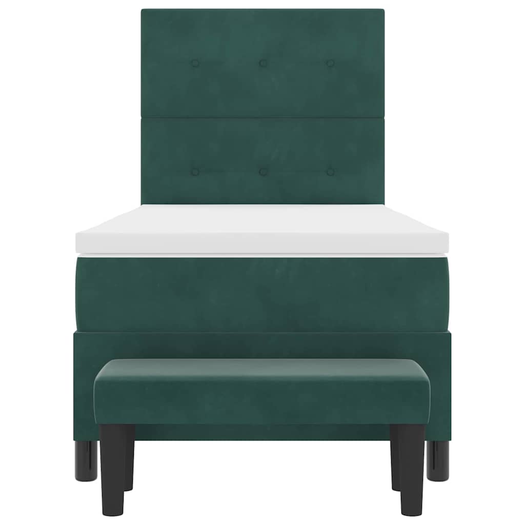Box spring seng med hovedgærde Mørkegrøn 200 x 90 cm Fløjl