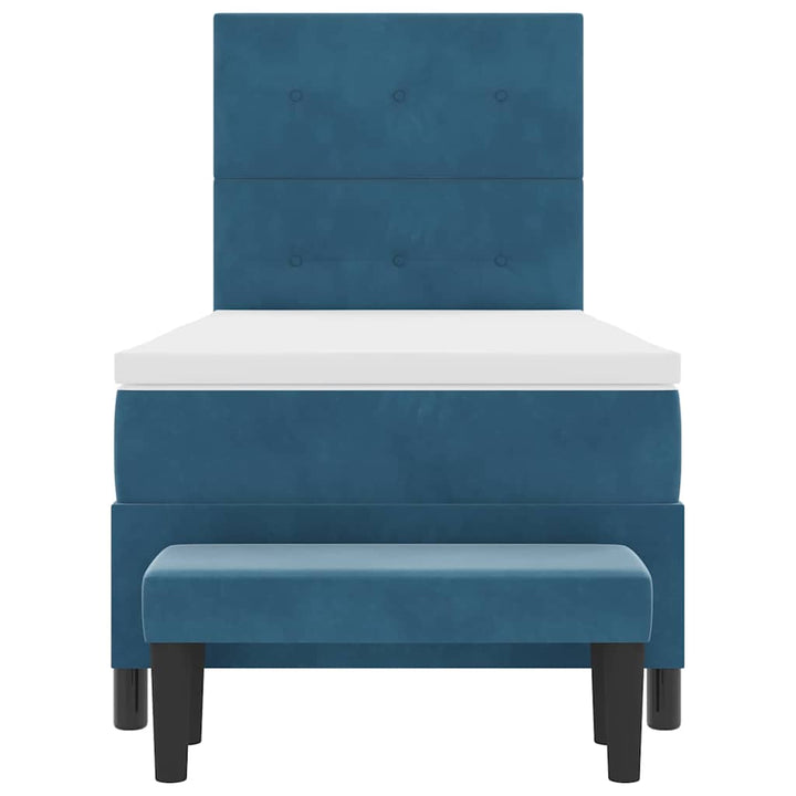 Box spring seng med hovedgærde Mørkeblå 200 x 90 cm Fløjl