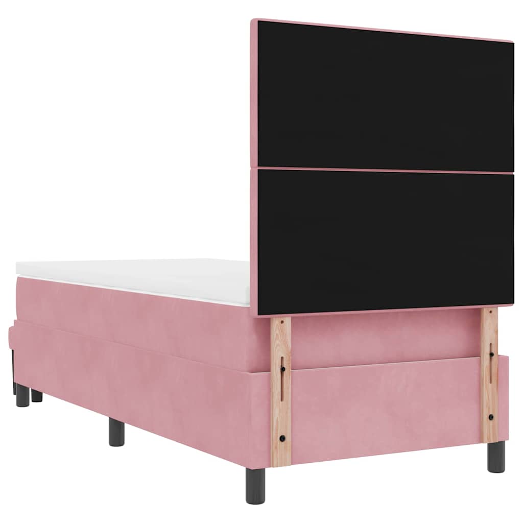 Box spring seng med hovedgærde Lyserød 200 x 90 cm Fløjl