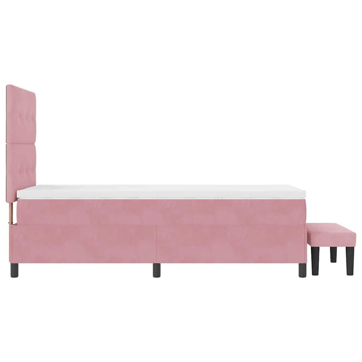 Box spring seng med hovedgærde Lyserød 200 x 90 cm Fløjl