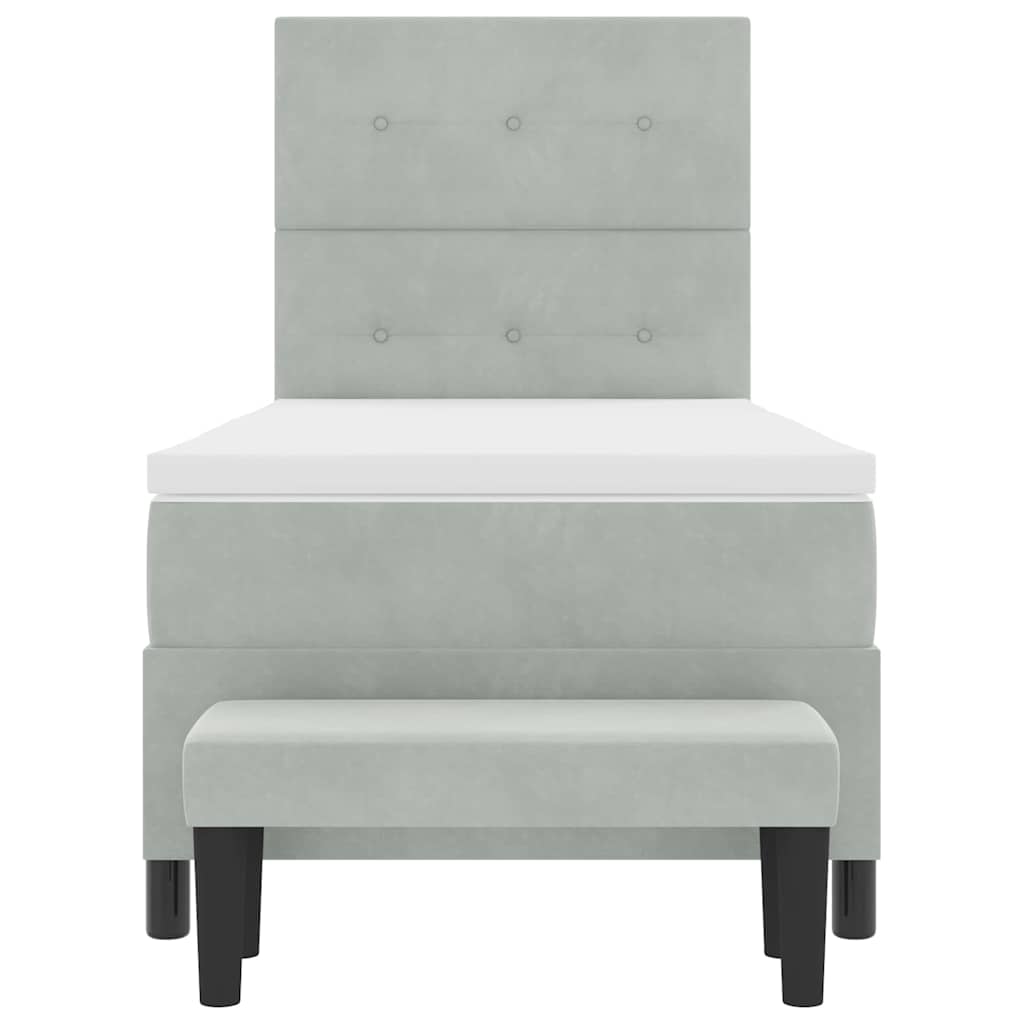Box spring seng med hovedgærde Lysegrå 200 x 100 cm Fløjl