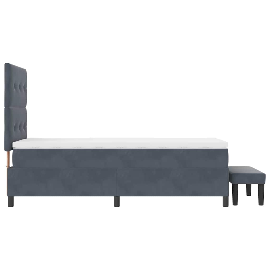 Box spring seng med hovedgærde Mørkegrå 100 x 200 cm Fløjl