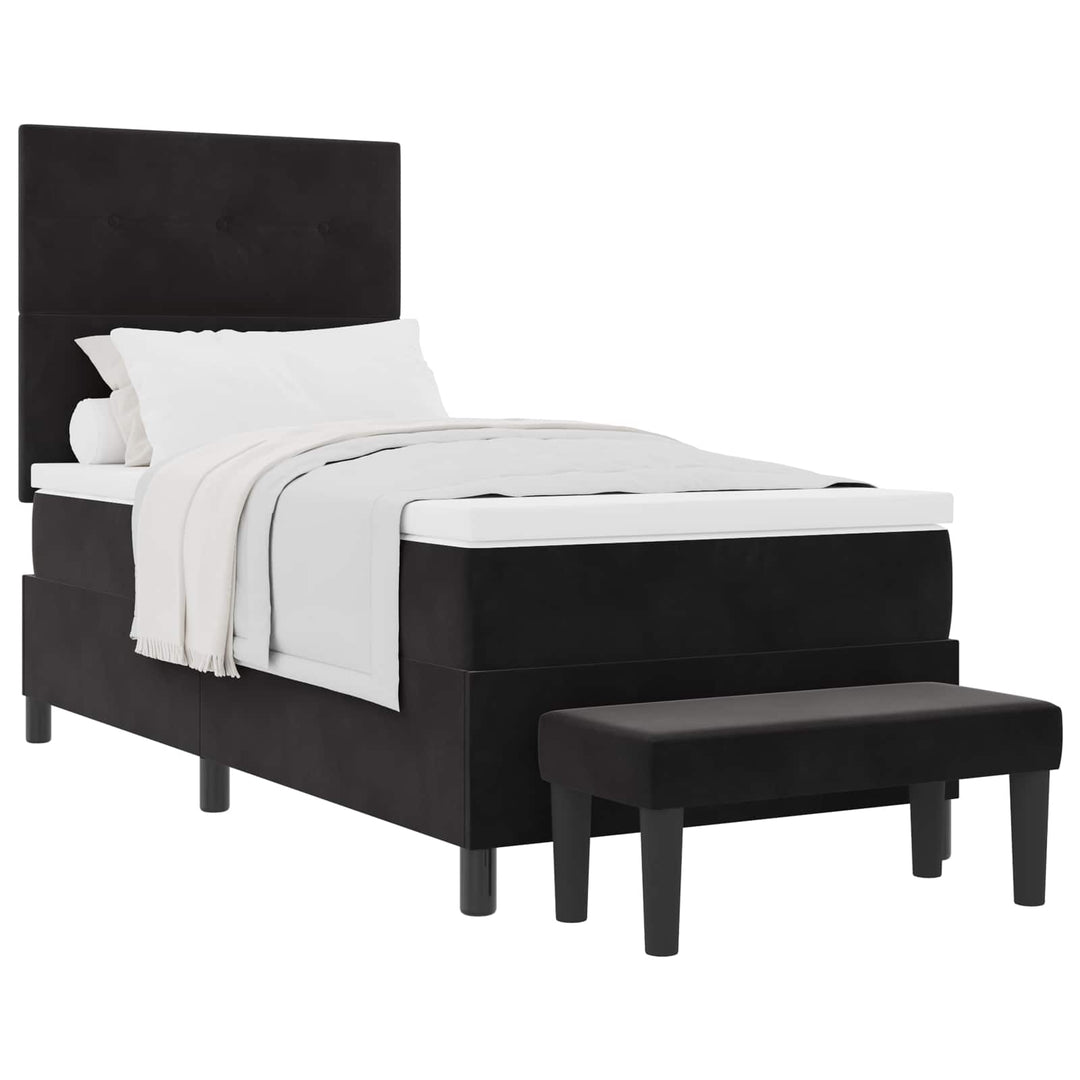Box spring seng med hovedgærde Sort 200 x 100 cm Fløjl