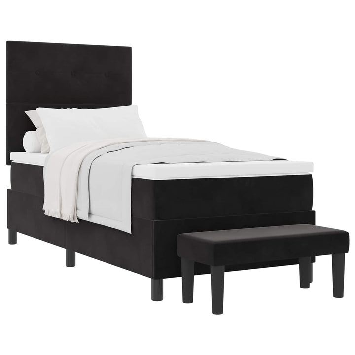 Box spring seng med hovedgærde Sort 200 x 100 cm Fløjl