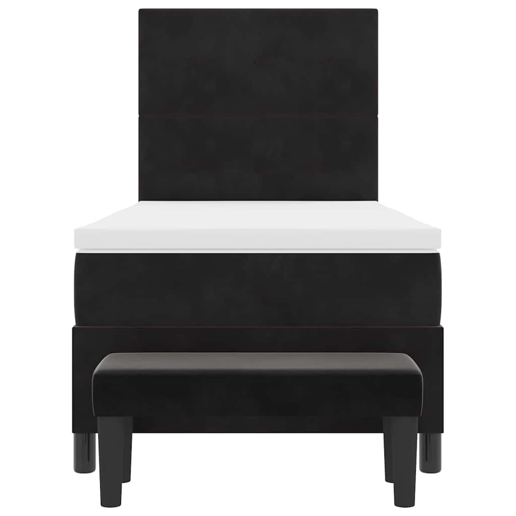 Box spring seng med hovedgærde Sort 200 x 100 cm Fløjl