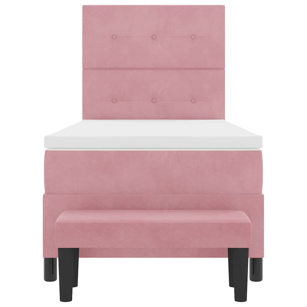 Box spring seng med hovedgærde Lyserød 200 x 100 cm Fløjl