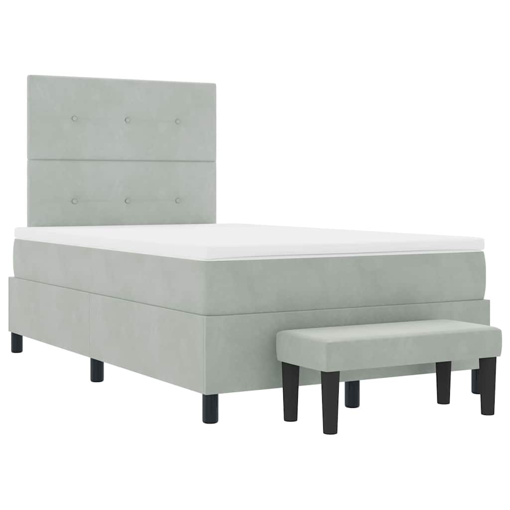Box spring seng med hovedgærde Lysegrå 190 x 120 cm Fløjl