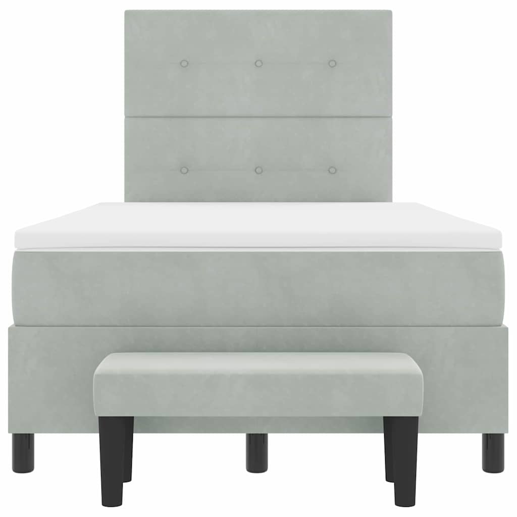 Box spring seng med hovedgærde Lysegrå 190 x 120 cm Fløjl