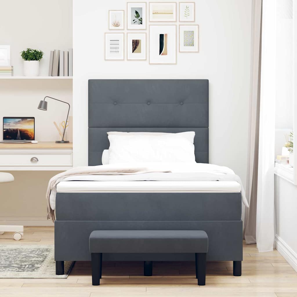 Box spring seng med hovedgærde Mørkegrå 190 x 120 cm Fløjl
