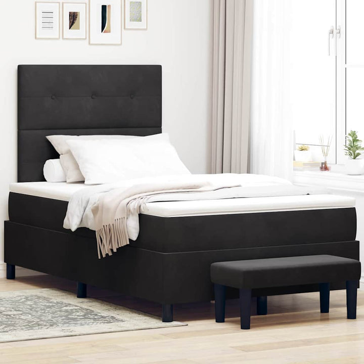 Box spring seng med hovedgærde Sort 190 x 120 cm Fløjl