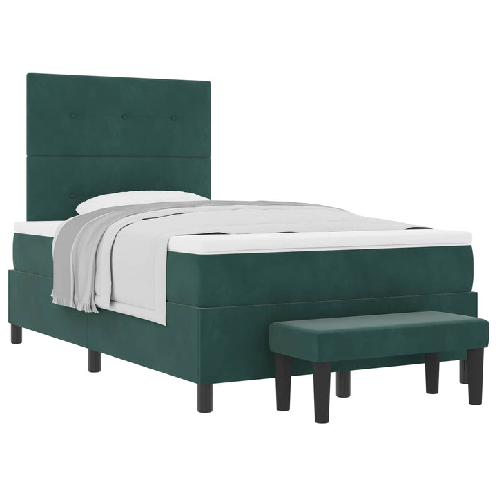 Box spring seng med pude Mørkegrøn 190 x 120 cm Fløjl