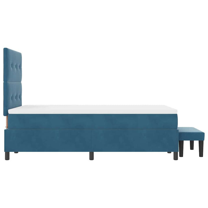 Box spring seng med hovedgærde Mørkeblå 190 x 120 cm Fløjl