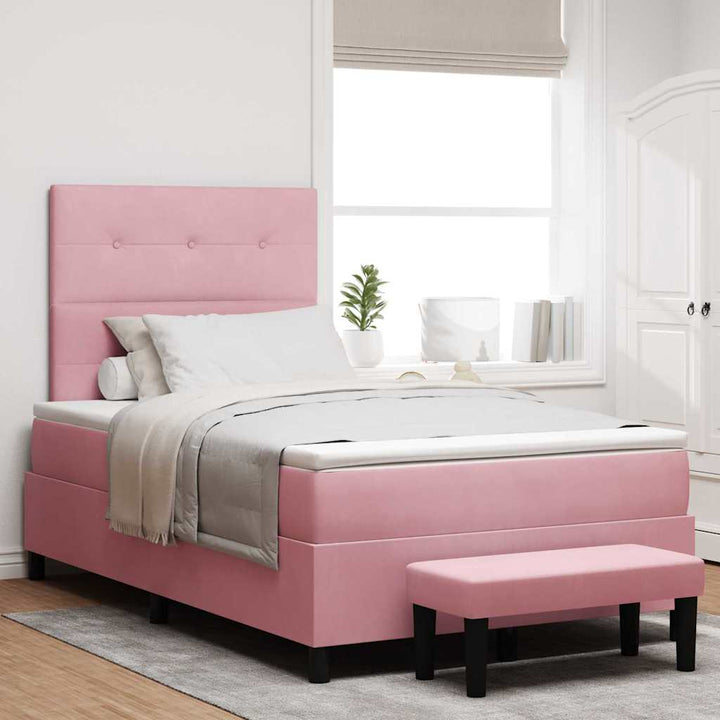Box spring seng med hovedgærde Lyserød 190 x 120 cm Fløjl