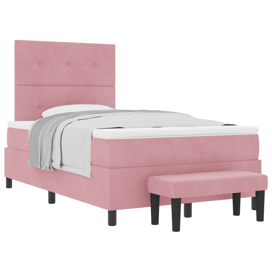 Box spring seng med hovedgærde Lyserød 190 x 120 cm Fløjl