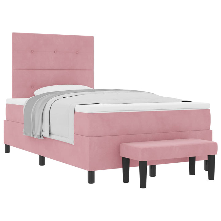 Box spring seng med hovedgærde Lyserød 190 x 120 cm Fløjl