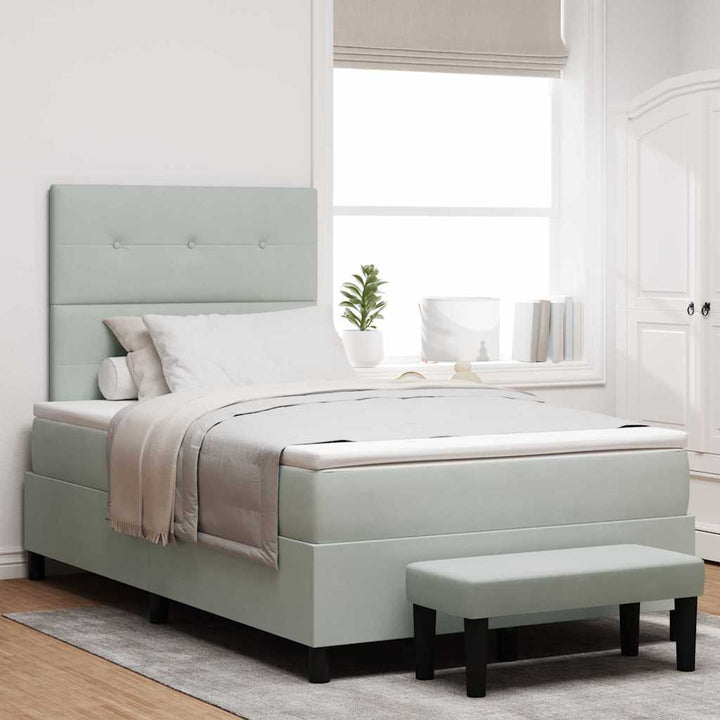 Box spring seng med hovedgærde Lysegrå 200 x 120 cm Fløjl